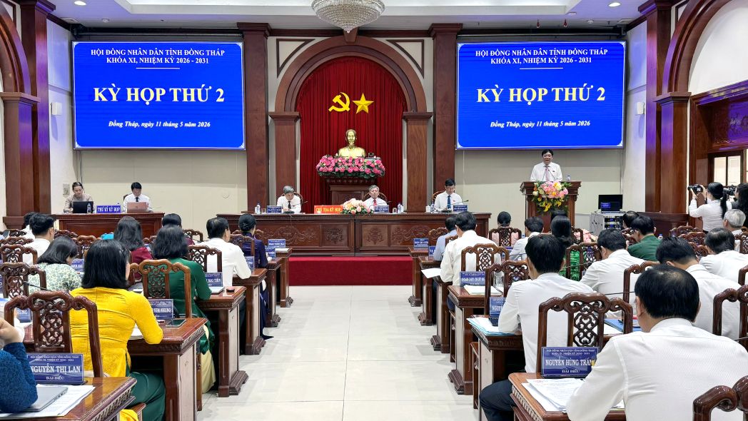 Quang cảnh Kỳ họp thứ 2 Hội đồng nhân dân khóa XI tỉnh Đồng Tháp. Ảnh: Anh Tài