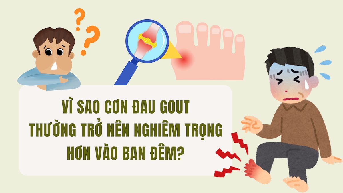 Why does gout often become more severe at night?