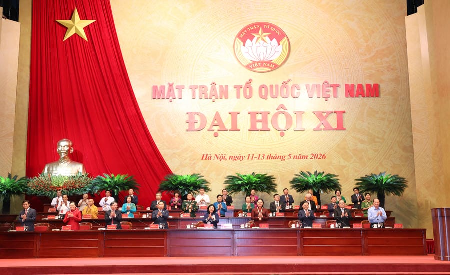 Presidium of the 11th National Congress of the Vietnam Fatherland Front, term 2026 - 2031. Photo: Hai Nguyen