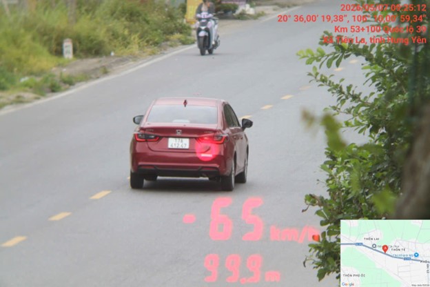 77 vehicles fined remotely in Hung Yen, mainly for speeding. Photo: Hung Yen Provincial Police