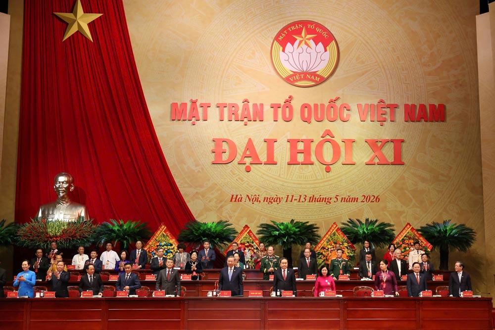 In the afternoon of May 11, the Presidium chaired the first working session of the 11th National Congress of the Vietnam Fatherland Front, term 2026-2031. Photo: Hai Nguyen