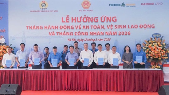 El Sindicato de la Construcción de Vietnam responde al Mes del Trabajador y al Mes de Acción sobre ATVSLĐ en 2026. Foto: Minh Hạnh