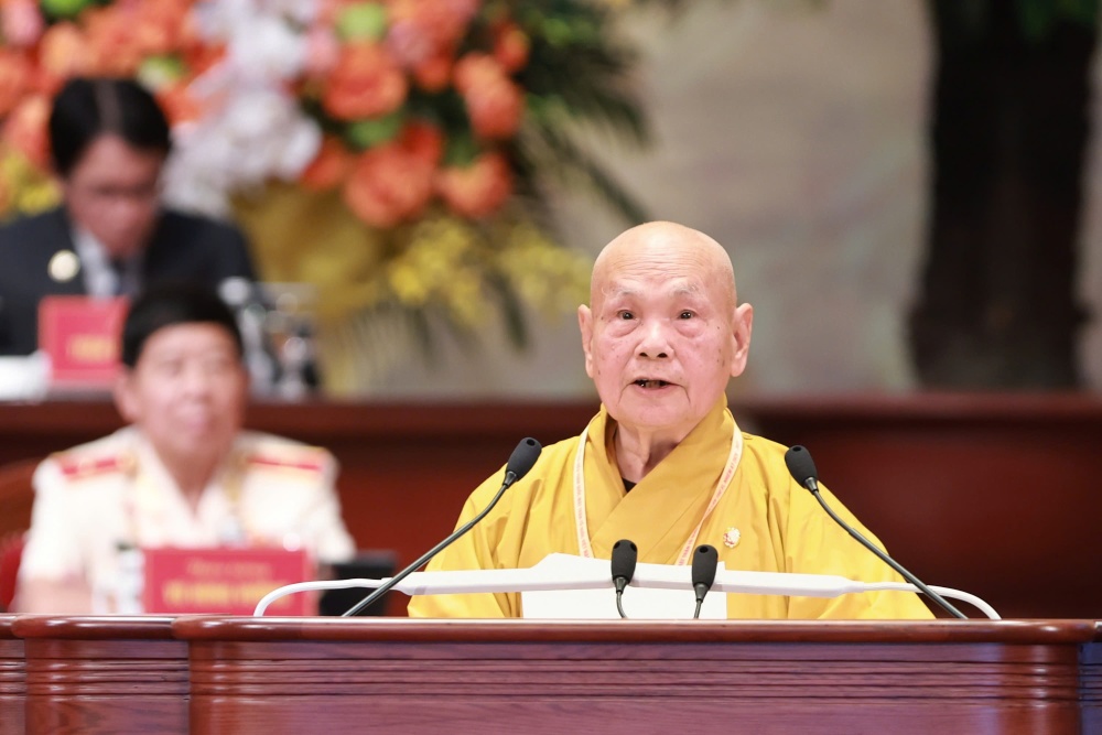According to Venerable Thich Thien Nhon, Vietnam is entering a new era, in that context, religion in general, Buddhism in particular affirms the spirit of entering the world, serving, contributing to building the great national unity bloc. Photo: Hai Nguyen