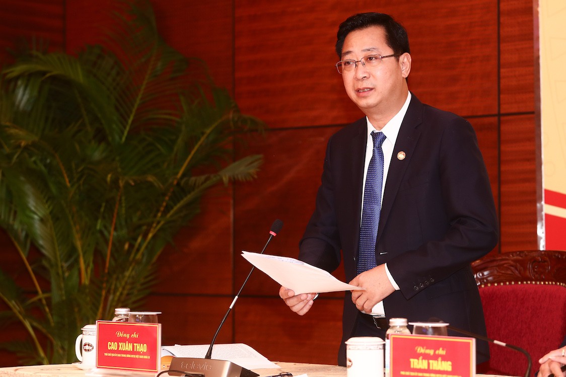Ông Cao Xuân Thạo - Phó Chủ tịch Ủy ban Trung ương MTTQ Việt Nam cho rằng, thời gian tới sẽ vận động nhân dân tham gia phát triển kinh tế tư nhân, nói không với thực phẩm bẩn, hàng giả. Ảnh: Hải Nguyễn