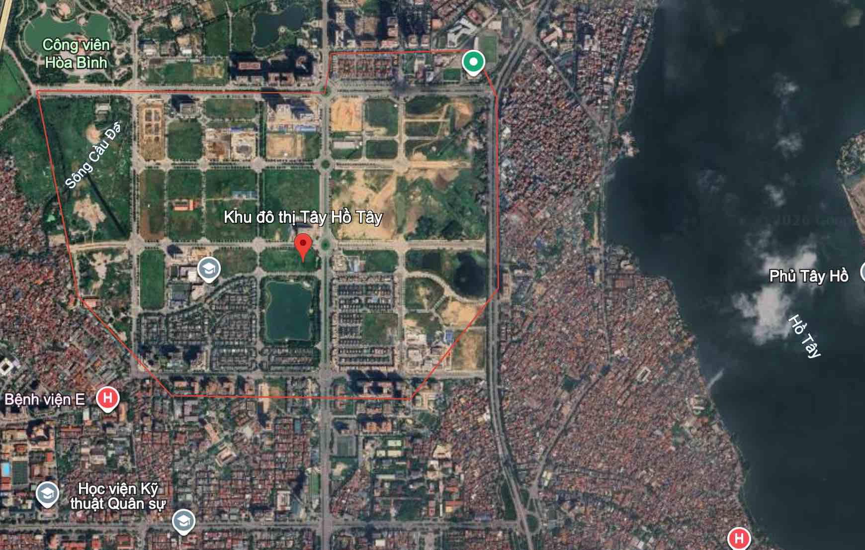 Hanoi allocates land in Tay Ho Tay urban area to build social housing for the police. Photo: Google Earth