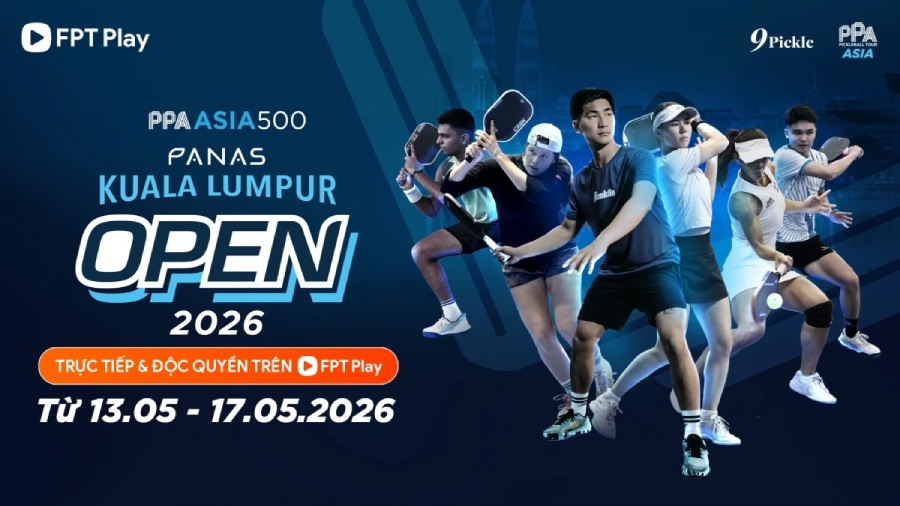 PPA Asia Kuala Lumpur Open 2026 broadcast on FPT Play. Photo: FPT Play