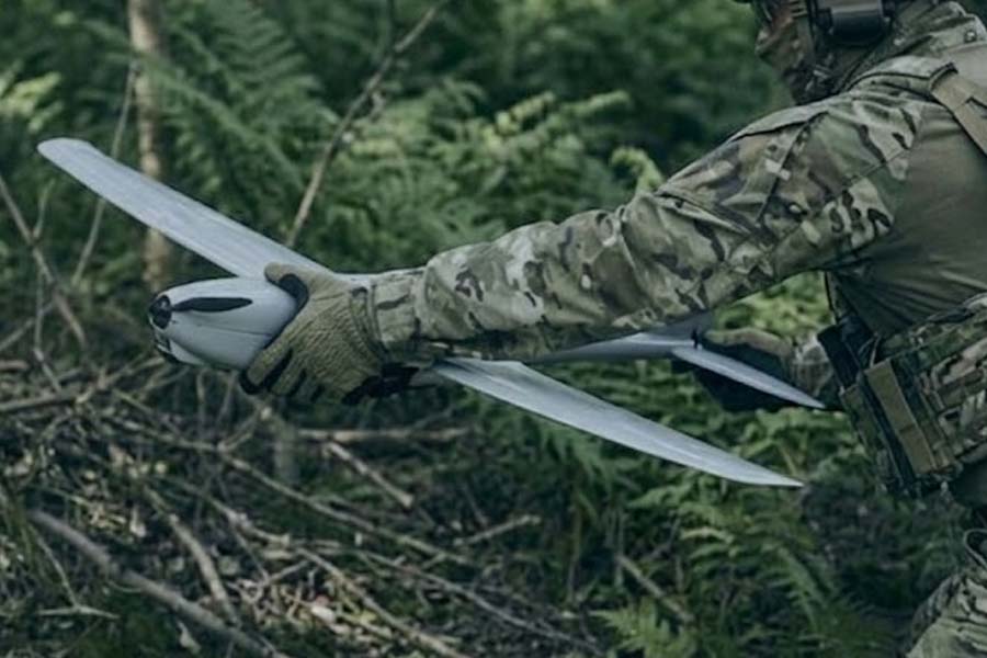 Image of the gray RQ-35 drone, used as the platform for the RQ-70 Dainn reconnaissance and surveillance UAV. Graphics: Cat Tien