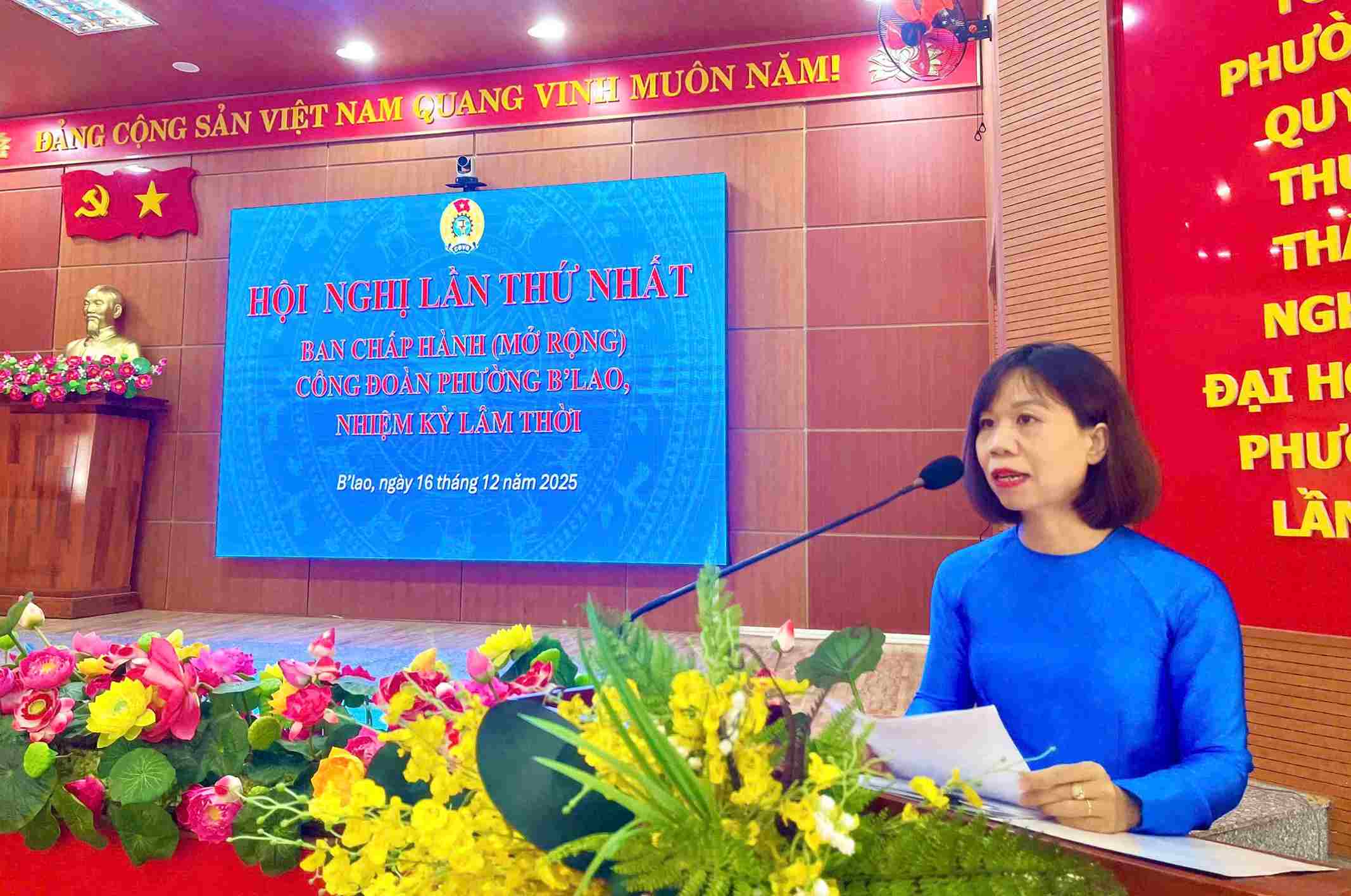 Bà Lại Thị Thanh Phương - Chủ tịch Công đoàn phường B'Lao. Ảnh: Phúc Khánh 