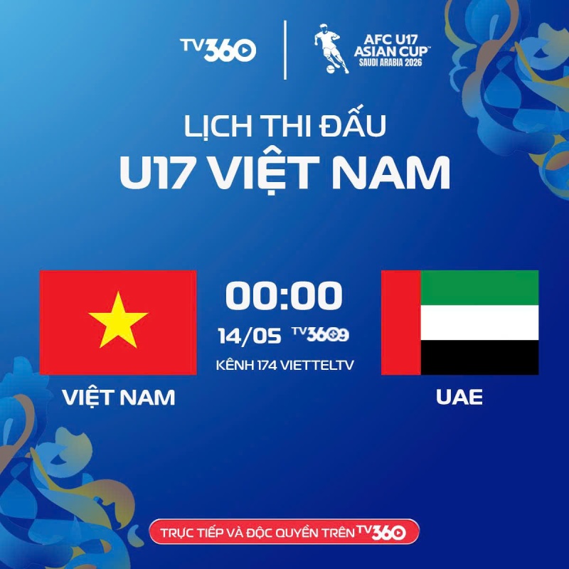 U17 Vietnam meets U17 UAE in the group stage of the 2026 AFC U17 Championship. Photo: TV360