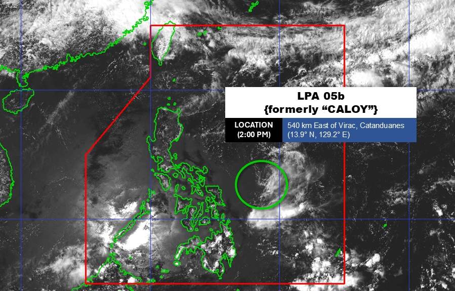 Áp thấp tiến sát khu vực đất liền Philippines. Ảnh: PAGASA