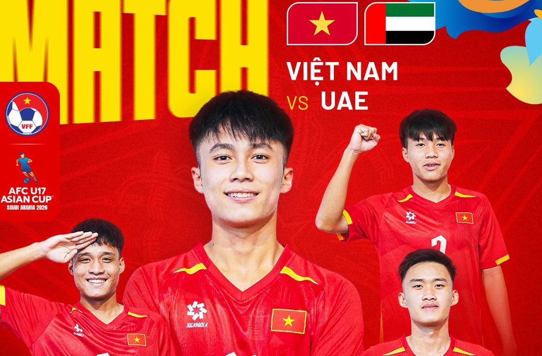 El U17 de Vietnam se enfrenta al U17 de los Emiratos Árabes Unidos en el último partido de la fase de grupos del Campeonato Asiático Sub-17 de 2026. Foto: VFF