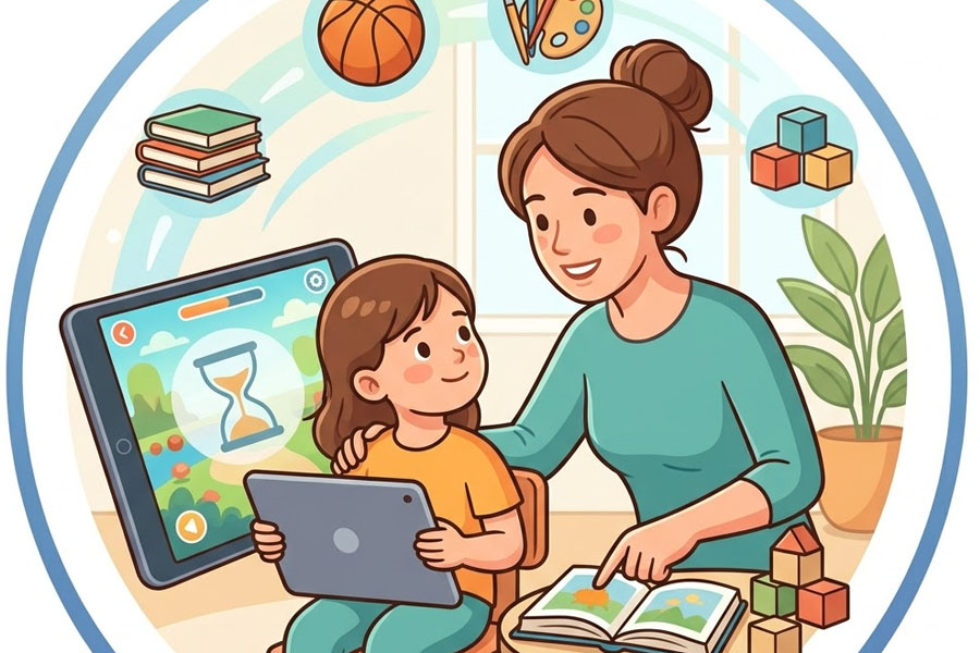 What should parents do when children spend too much time on the screen. Graphics: Thien Nhan
