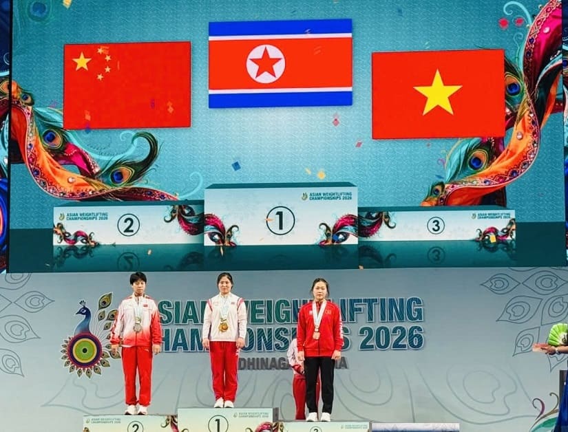 L'haltérophile Quàng Thị Tâm est classée 3e au Championnat d'Asie 2026. Photo: Hoài Việt