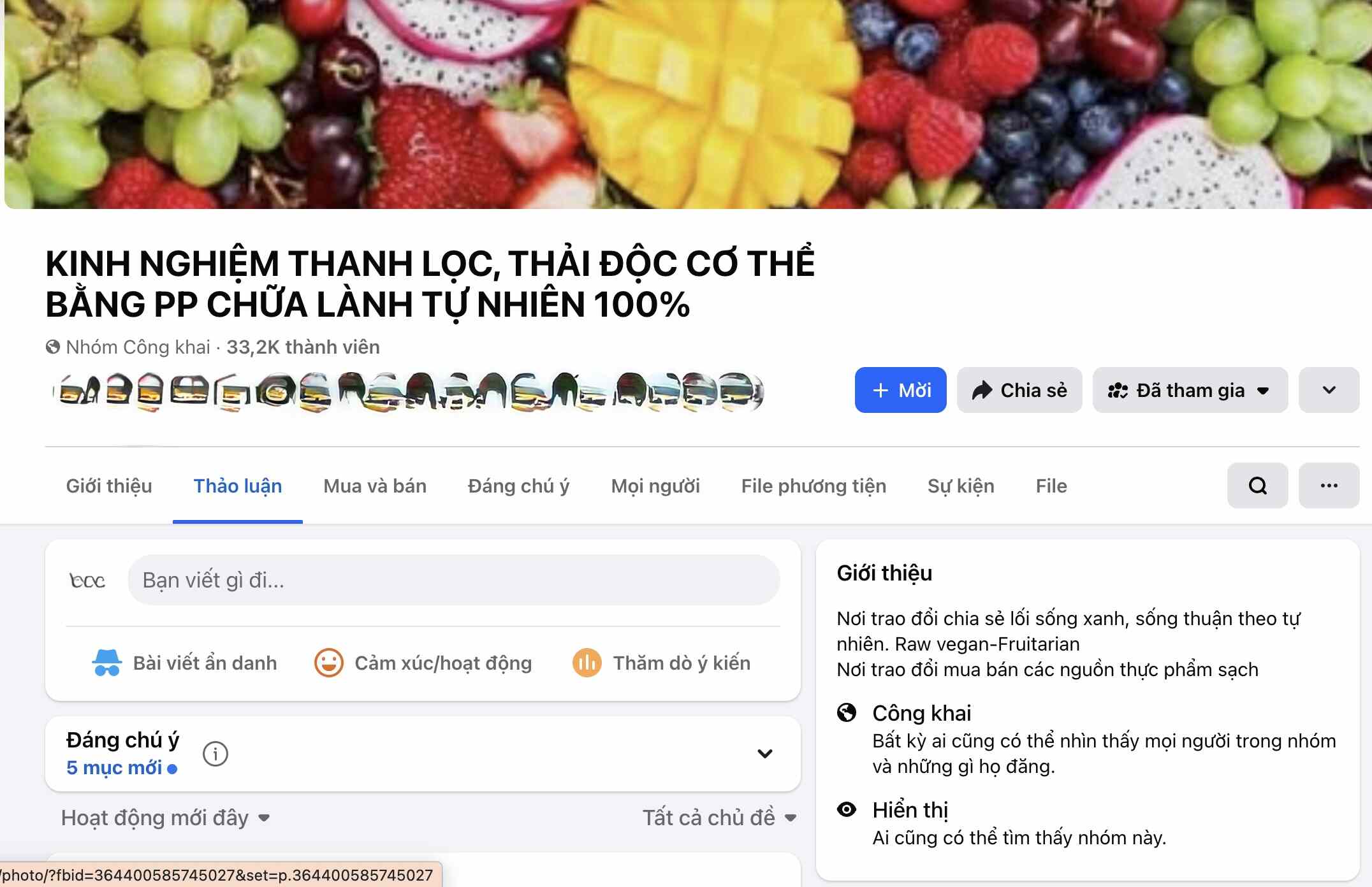 Nhóm hướng dẫn thanh lọc cơ thể với hơn 33 nghìn thành viên thường xuyên chia sẻ nhiều công thức thải độc tự chế.