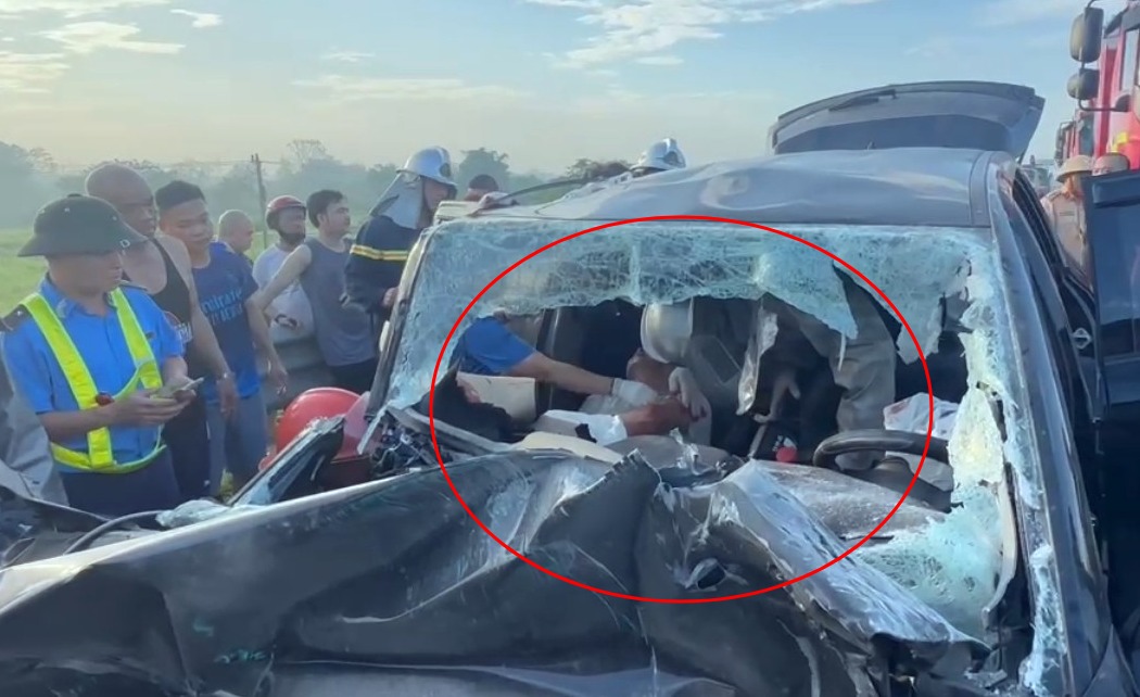 Police rescue a person trapped inside the car. Photo: Police provided