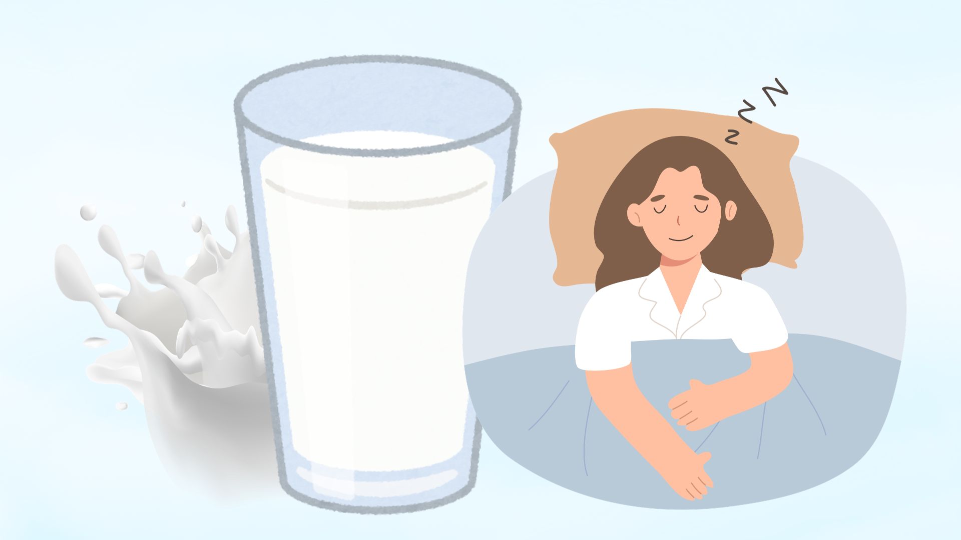 Uống sữa ấm trước khi ngủ có thể giúp ngủ ngon hơn. Đồ họa: Thanh Thanh 