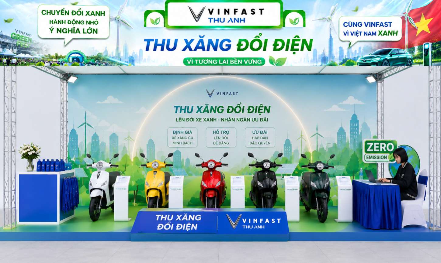 Người dân có thể trực tiếp mang xe xăng cũ đến tham gia chương trình “hỗ trợ tư vấn thu xăng đổi điện”. Ảnh: BTC