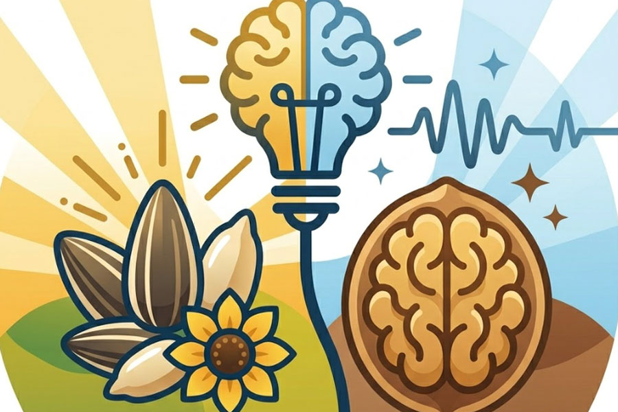 Sunflower seeds and walnuts: Which are better for brain health. Graphics: Thien Nhan