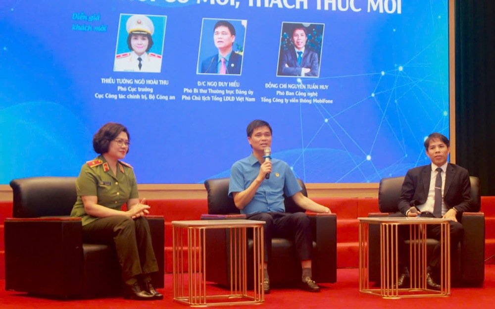 On May 14, the People's Police Trade Union organized a forum "Trade Union members contribute ideas to build Vietnam Trade Unions in the new era". Photo: Quynh Chi