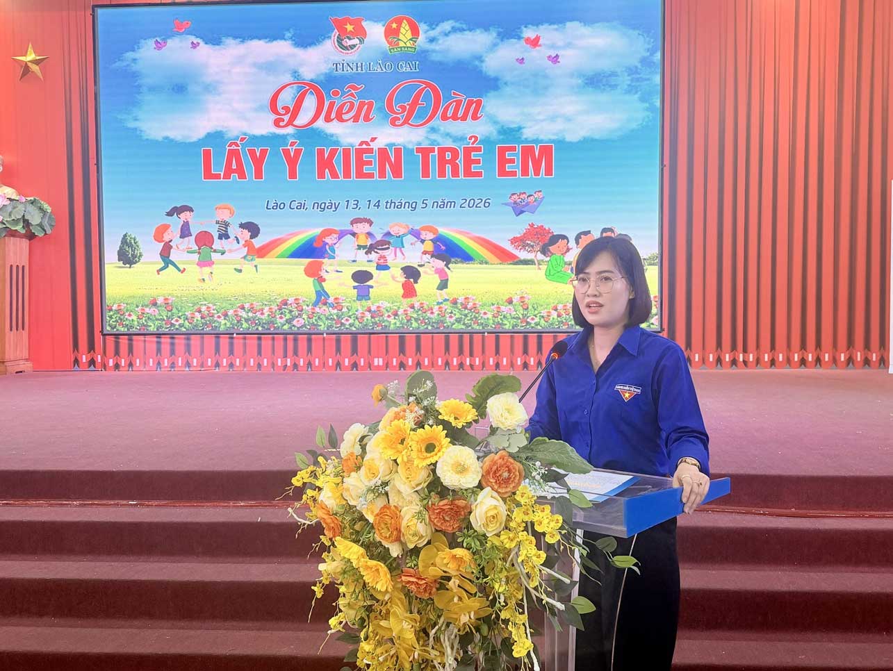Diễn đàn lấy ý kiến trẻ em năm 2026 được tổ chức với nhiều nội dung thiết thực dành cho thiếu nhi Lào Cai. Ảnh: Tuổi trẻ Lào Cai
