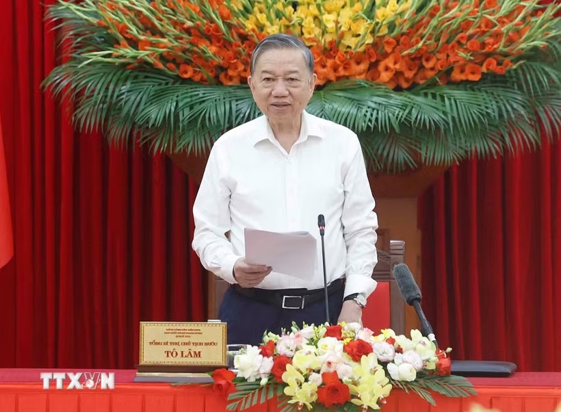 Tổng Bí thư, Chủ tịch nước Tô Lâm, Trưởng Ban Chỉ đạo phát biểu tại phiên họp. Ảnh: TTXVN
