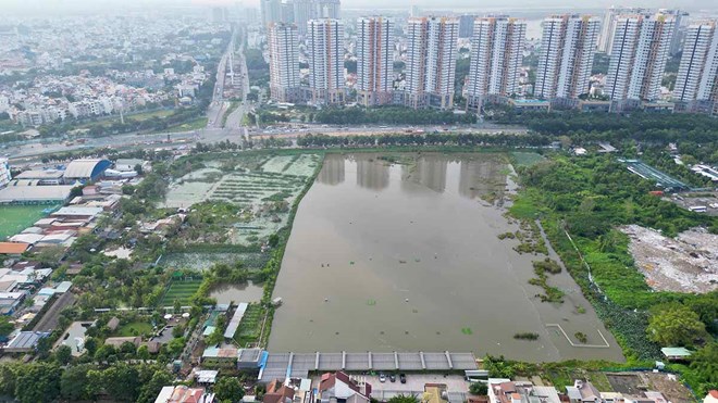 Khu vực ga Thủ Thiêm của đường sắt Thủ Thiêm - Long Thành. Ảnh: Anh Tú