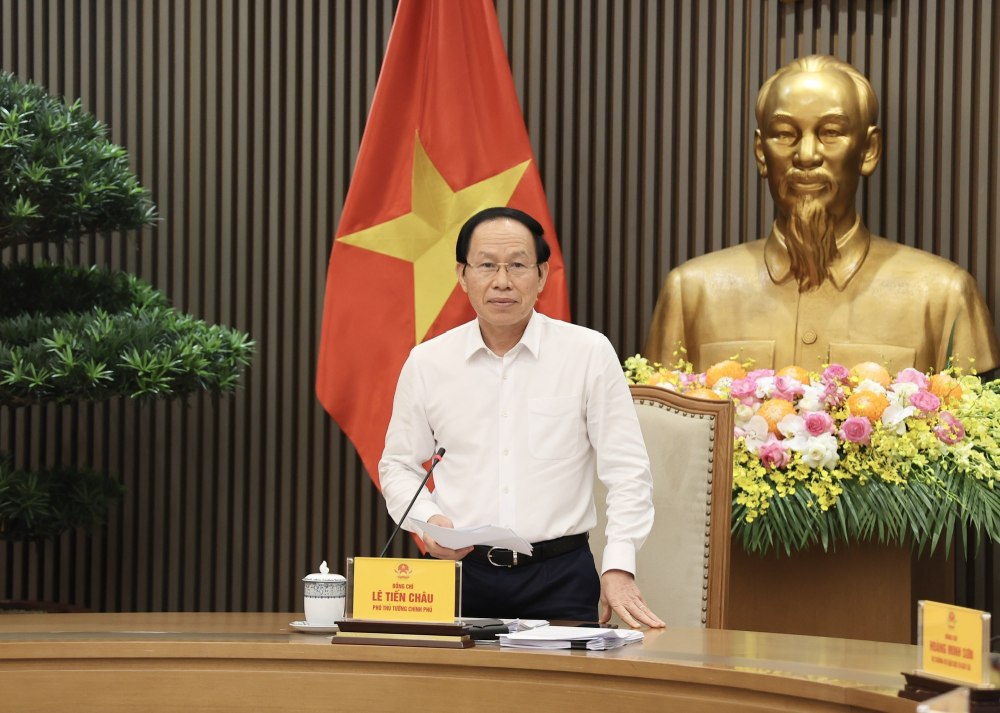 Member of the Party Central Committee, Deputy Prime Minister Le Tien Chau requested the Ministry of Education and Training to summarize and report specifically on the responsibilities of heads for localities that are behind schedule. Photo: VGP
