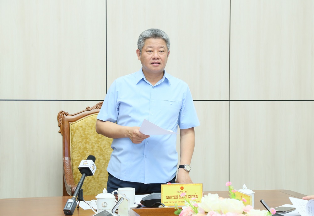 Chủ tịch UBND tỉnh phát biểu chỉ đạo tại cuộc họp. Ảnh: Tất Đạt