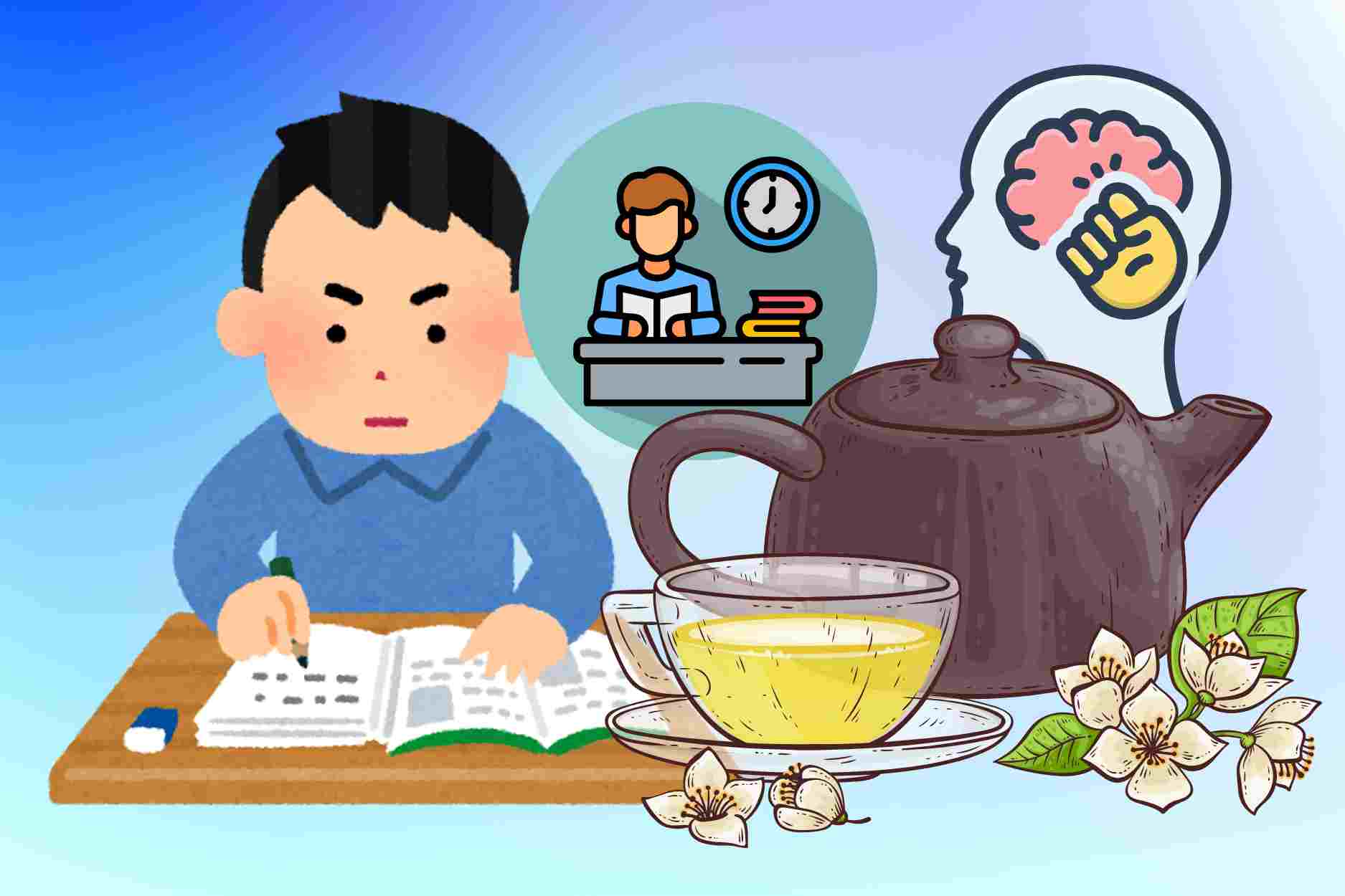 Té de hierbas que ayuda a despertar y reducir el estrés para los estudiantes en la temporada de exámenes