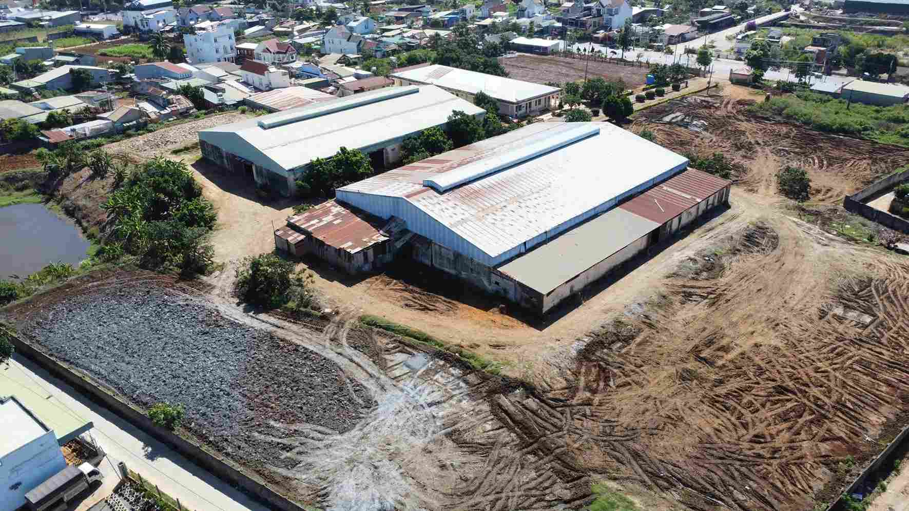 Khu vực đất trống trong Công ty TNHH phát triển kinh tế Tây Nguyên, nơi doanh nghiệp sử dụng tập kết phân bò gây ảnh hưởng đến người dân xung quanh. Ảnh: Phúc Khánh 