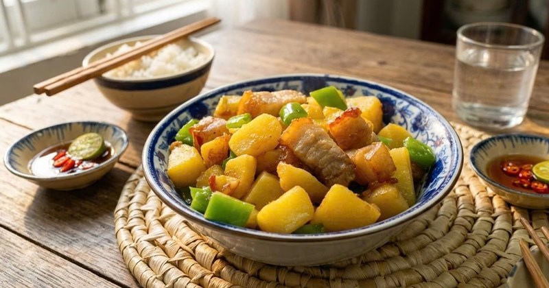 30 phút có ngay bữa trưa thịt lợn xào khoai tây