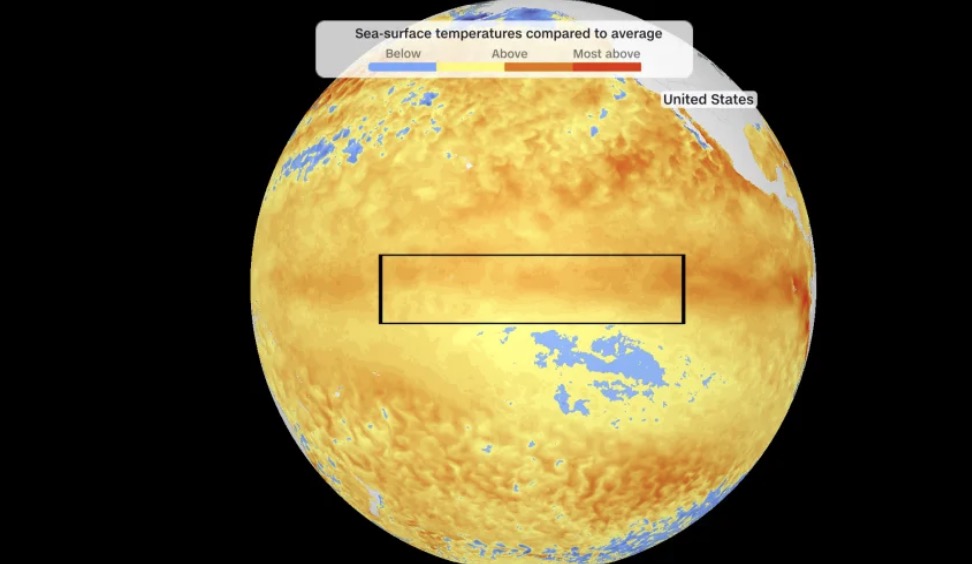 Cường độ phá kỷ lục của siêu El Nino lần này có thể dẫn đến sự suy yếu nhanh. Ảnh: CNN Weather 