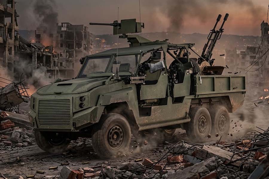 Based on the Land Cruiser 70 chassis, MAX Recon is designed for reconnaissance, electronic warfare and support operation of battlefield UAVs. Graphics: Cat Tien