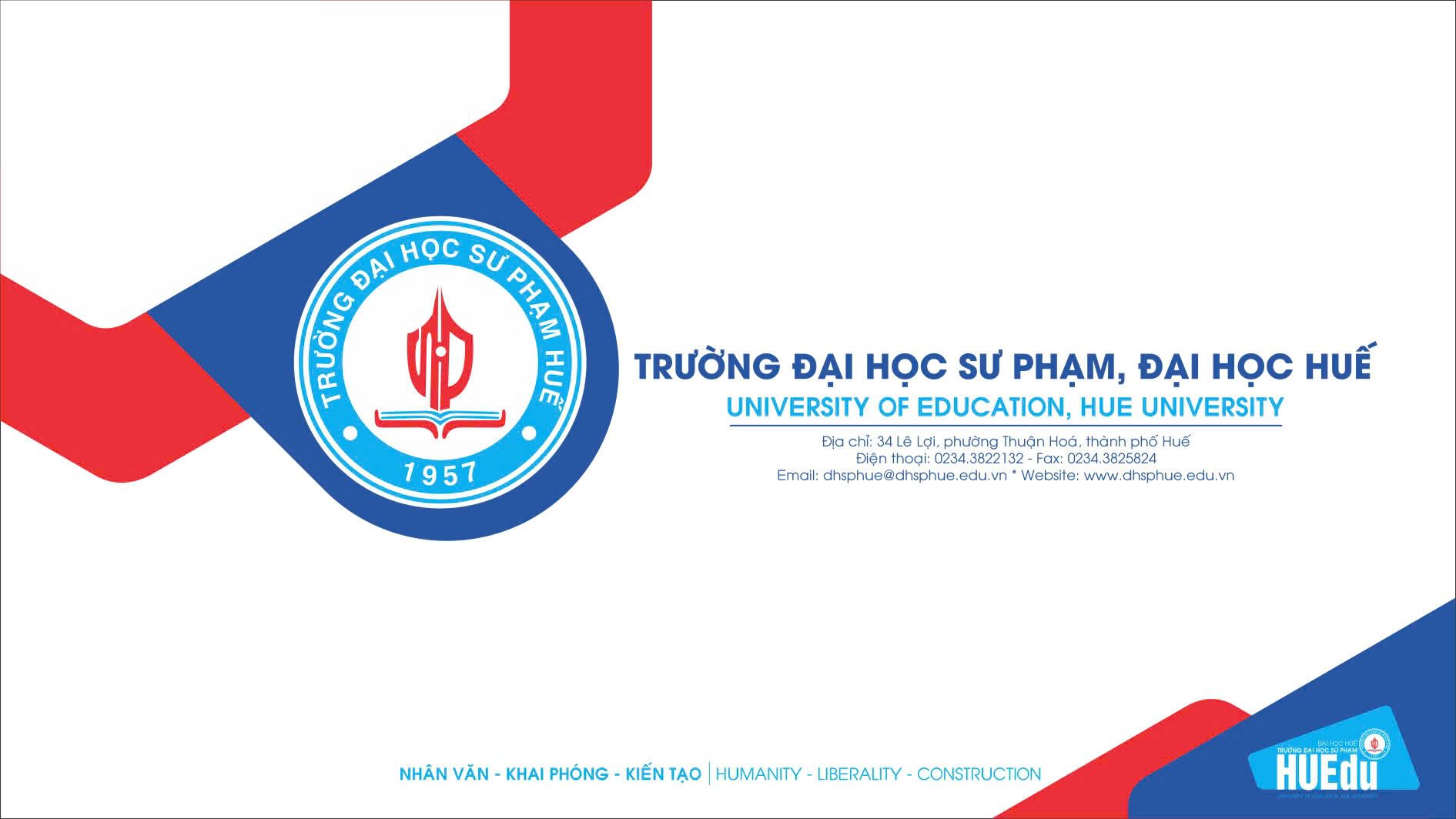 Bộ nhận diện thương hiệu mới của Trường Đại học Sư phạm, Đại học Huế. Ảnh: Mai Lan.