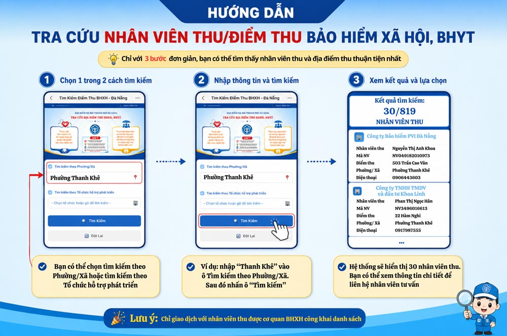 Da Nang Social Insurance guides to look up collection points, social insurance and health insurance collection staff. Photo: Tuong Minh