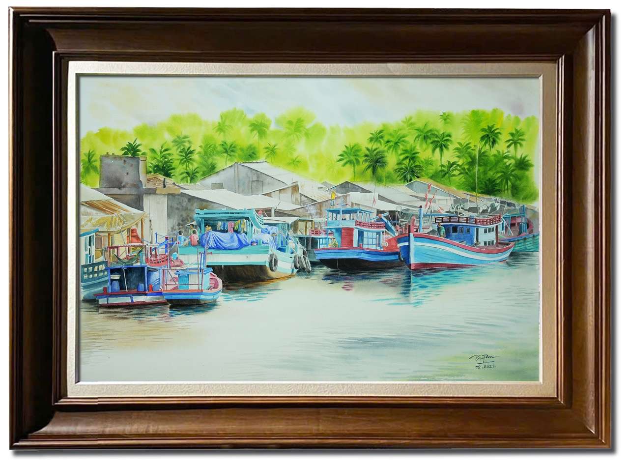 Chia sẻ về triển lãm đầu tay, Vũ Thành Tâm cho biết đại dịch khiến anh nhận ra sự hữu hạn của đời sống và thêm trân trọng những khoảnh khắc bình dị nơi thôn quê Việt Nam. 