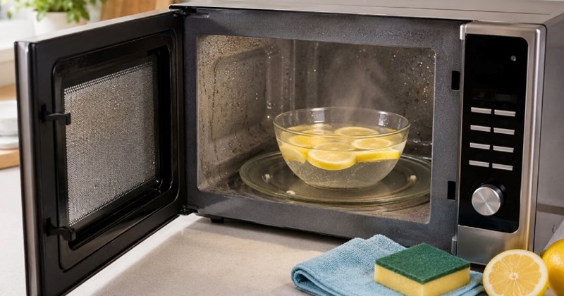 Mẹo làm sạch lò vi sóng bằng trái cây quen thuộc trong vài phút
