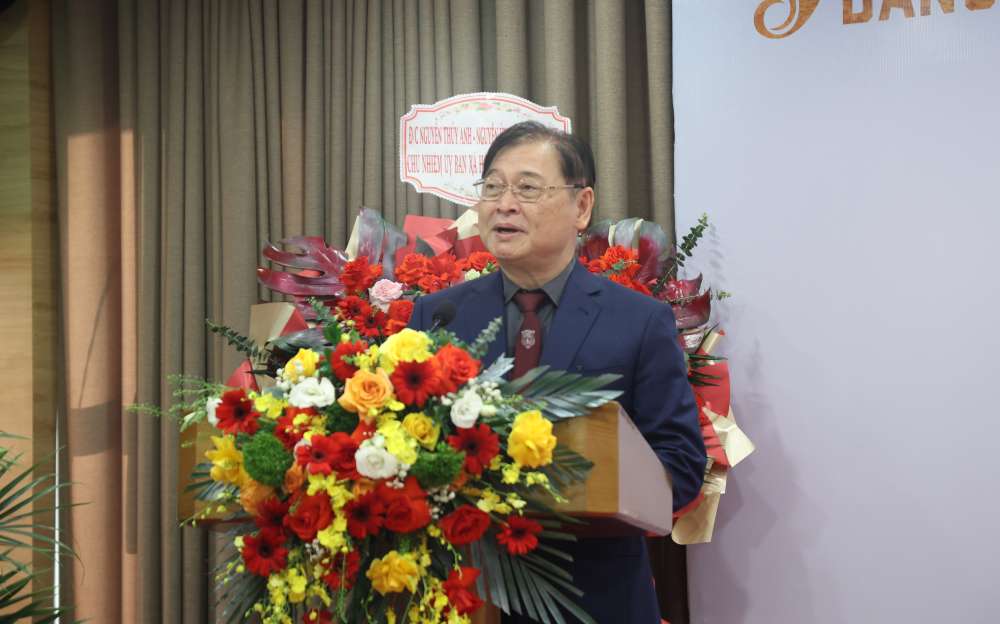 Ông Phan Xuân Dũng - Chủ tịch Liên hiệp các Hội Khoa học và Kỹ thuật Việt Nam phát biểu tại buổi lễ. Ảnh: Chí Long