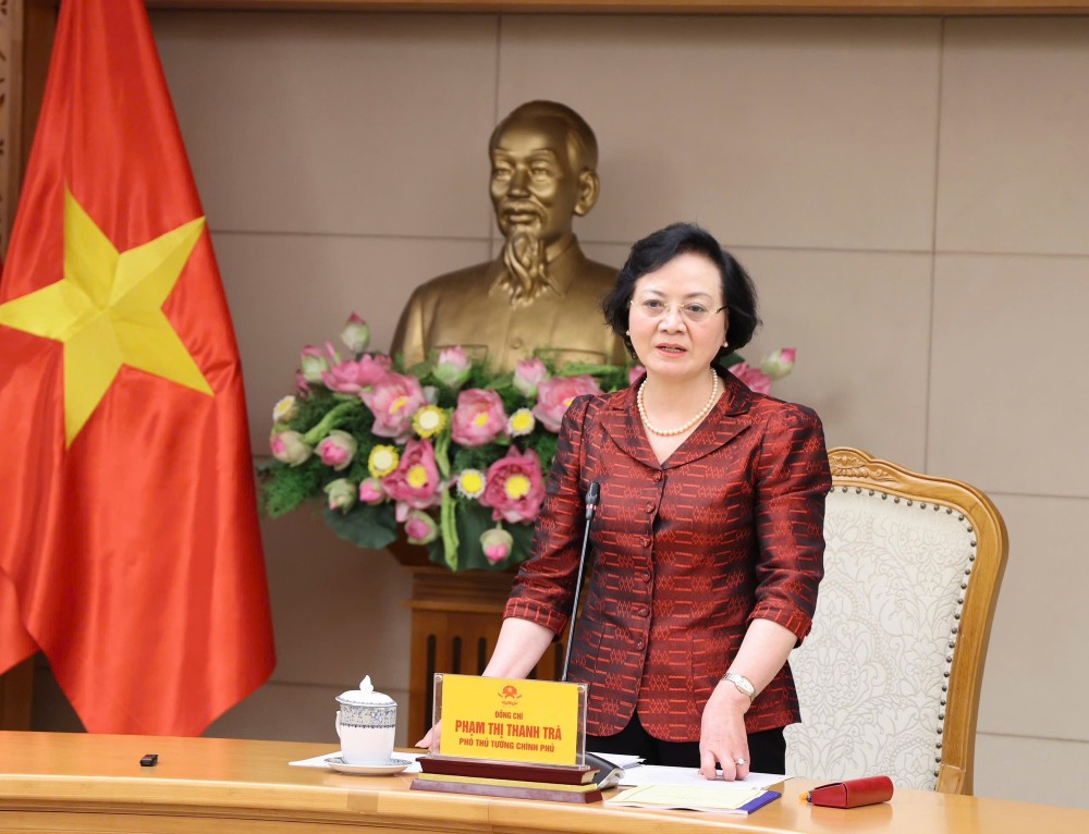 Secretary of the Party Central Committee, Deputy Prime Minister Pham Thi Thanh Tra chaired a working session with ministries and sectors on the plan to transfer management of My Dinh National Sports Complex. Photo: VGP/Thu Giang