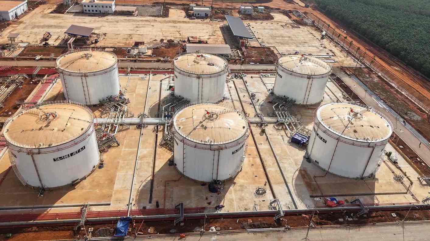 Floating tank of the fuel supply system at Long Thanh airport. Photo: HAC