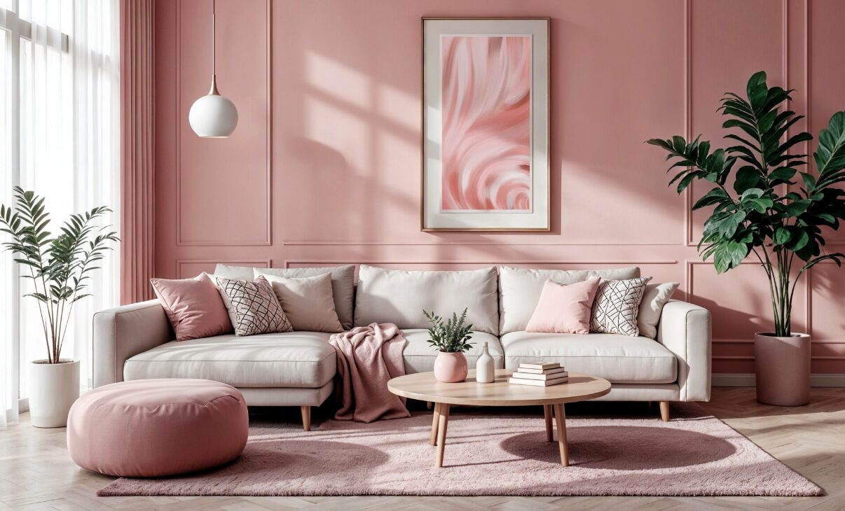 Pink brings a warm, modern and easy-to-coordinate feeling, suitable for many living room styles. Photo: Thuy Duong