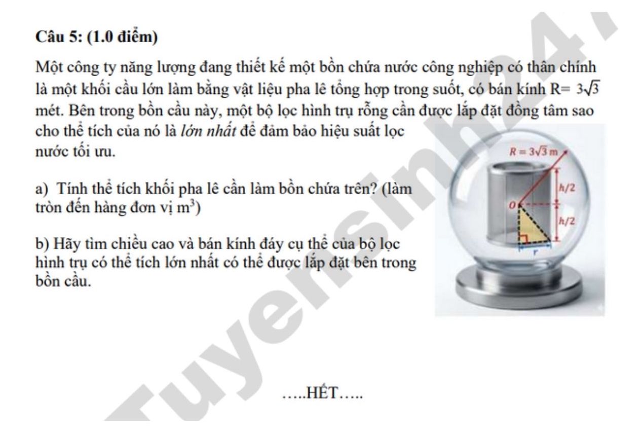 Đề thi thử vào lớp 10 năm 2026 môn Toán - THCS Nghi Phong đợt 3. Ảnh: Tuyensinh247