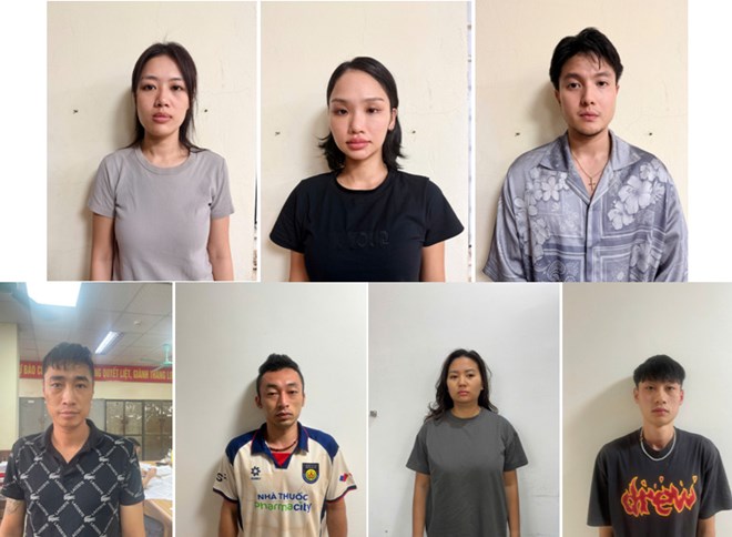 Miu Lê và các đối tượng trong vụ Tổ chức sử dụng trái phép chất ma túy xảy ra tại khu vực bãi tắm Tùng Thu (đặc khu Cát Hải, Hải Phòng). Ảnh: Công an Hải Phòng 