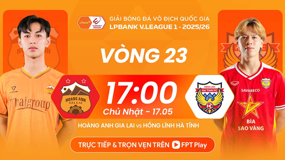 Watch Hoang Anh Gia Lai meet Hong Linh Ha Tinh live on FPT Play. Photo: FPT Play