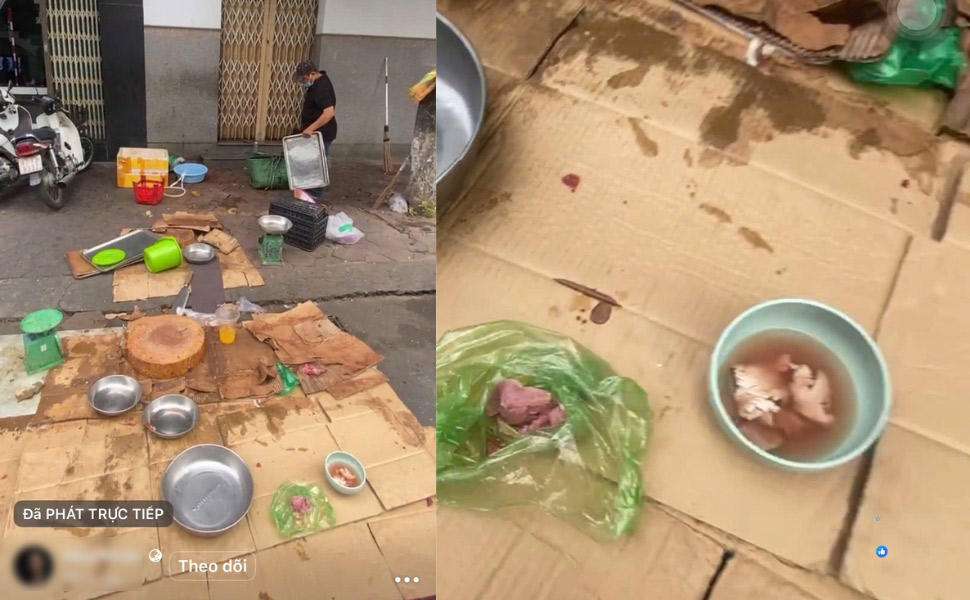 Facebook account H.N livestreamed reflecting suspicion that a meat stall next to Dam market (Quy Nhon Gia Lai ward) sells fake beef and requested the police to investigate. Screenshot