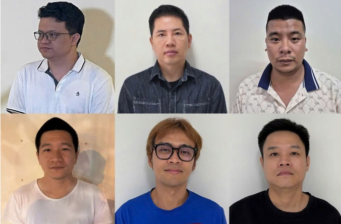 Các bị can trong vụ án hưởng lợi cả tỉ đồng từ hành vi xâm phạm quyền tác giả. Ảnh: Bộ Công an