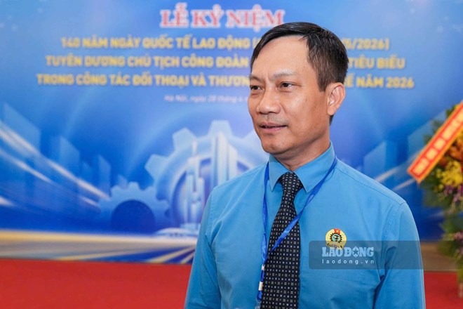 Chairman of the Trade Union of Industry and Trade Le An Hai said that the Industry Trade Union has contributed opinions to amend the Draft Amendment and Supplement to the Charter of the Vietnam Trade Union. Photo: Huu Chanh