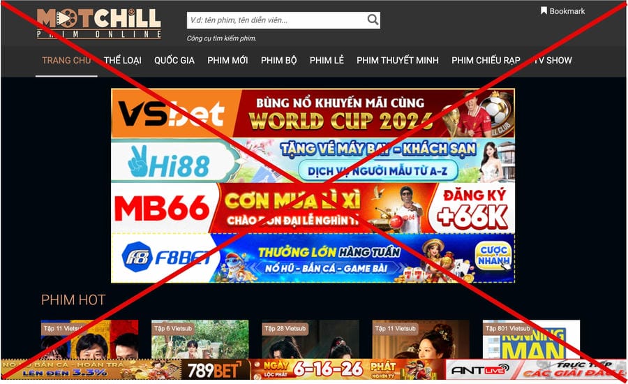 Pirate movie websites spring up "like mushrooms after rain", blocking one website and appearing many other websites. Photo: Taken from the website