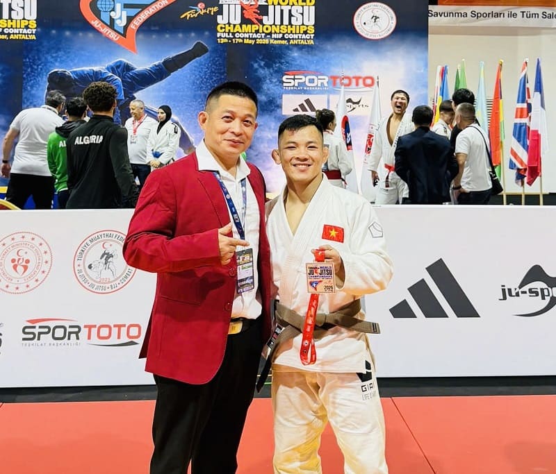 Jujitsu martial artist Dao Hong Son is one of the athletes who won a gold medal in Turkey this year. Photo: Tien Bui