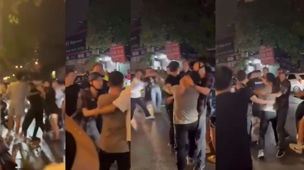 Công an phường Hà Đông vào cuộc vụ hai nhóm thanh niên gây rối giữa đường. Ảnh cắt từ clip